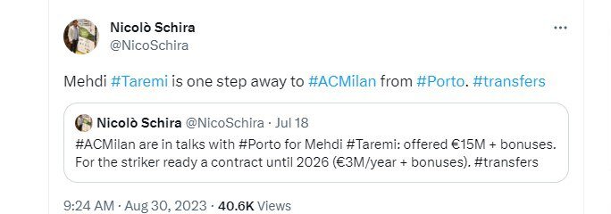 مهدی طارمی بازیکن میلان شد + عکس