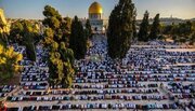 اقامه نماز عید فطر هزاران فلسطینی در مسجد الاقصی