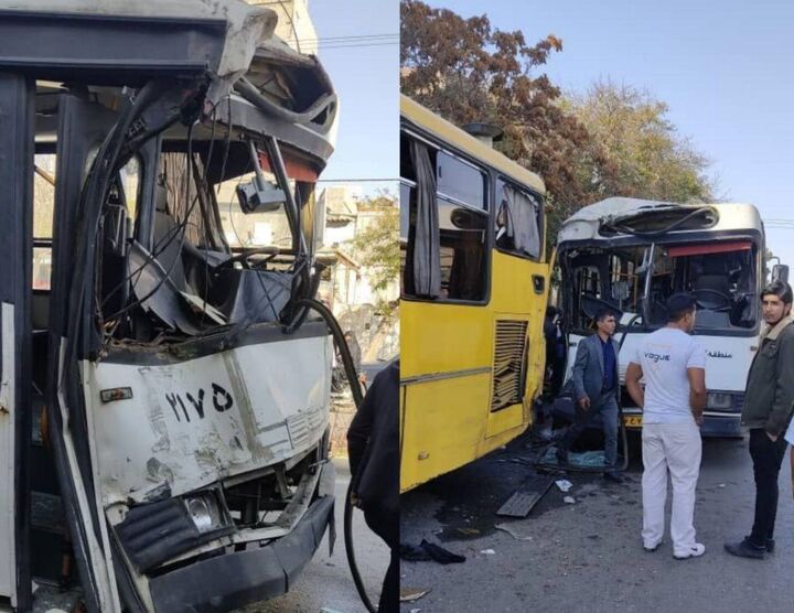 تصادف ۲ دستگاه اتوبوس درون شهری در مشهد 