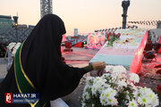 تصاویر/ مراسم بدرقه شهدای مدافع حرم در میدان امام حسین (ع)