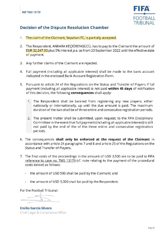 رای فیفا به سود سپاهان در پرونده جنجالی