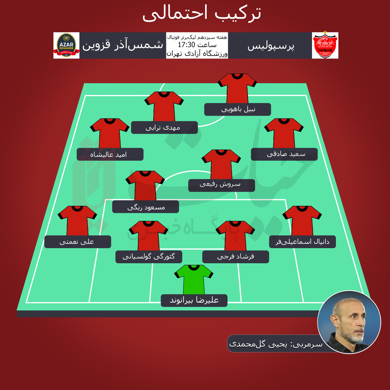 ترکیب احتمالی پرسپولیس مقابل شمس آذر؛ غیبت ملیپوشِ جنجالساز