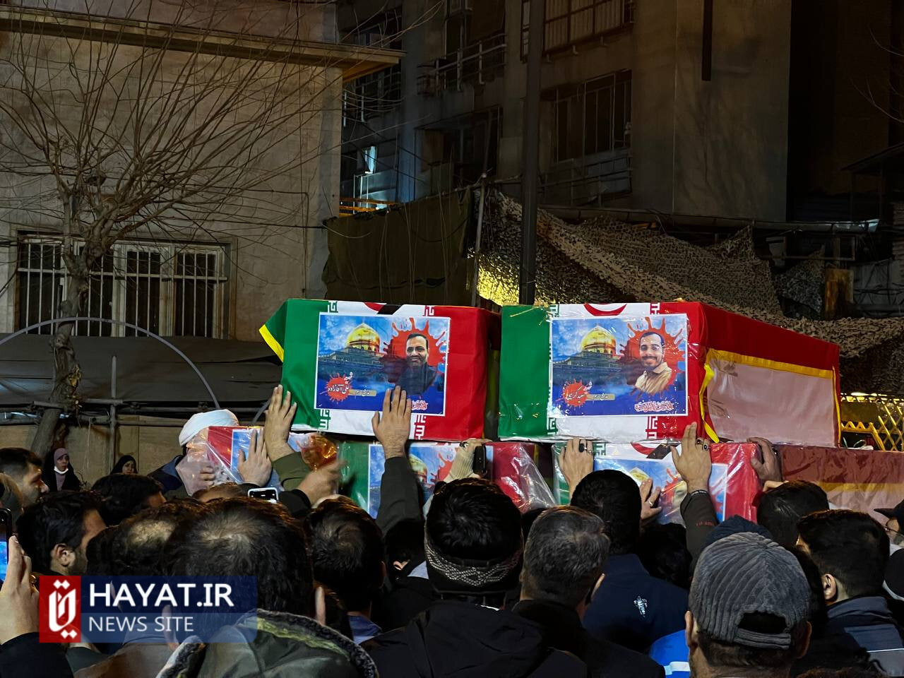 تصاویر/ مراسم وداع با پیکرهای مطهر ۵ شهید حمله تروریستی رژیم صهیونیستی در معراج شهدای تهران