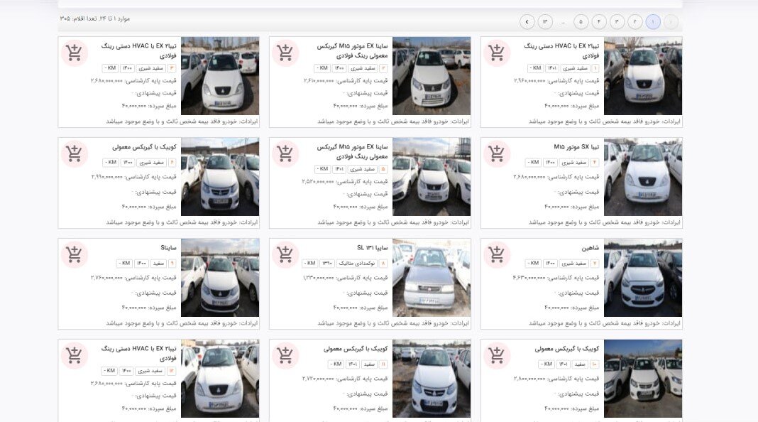برگزاری مزایده خودرویی در تهران