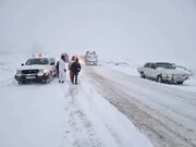 کولاک شدید برف محور دیواندره - سقز را برای دقایقی مسدود کرد