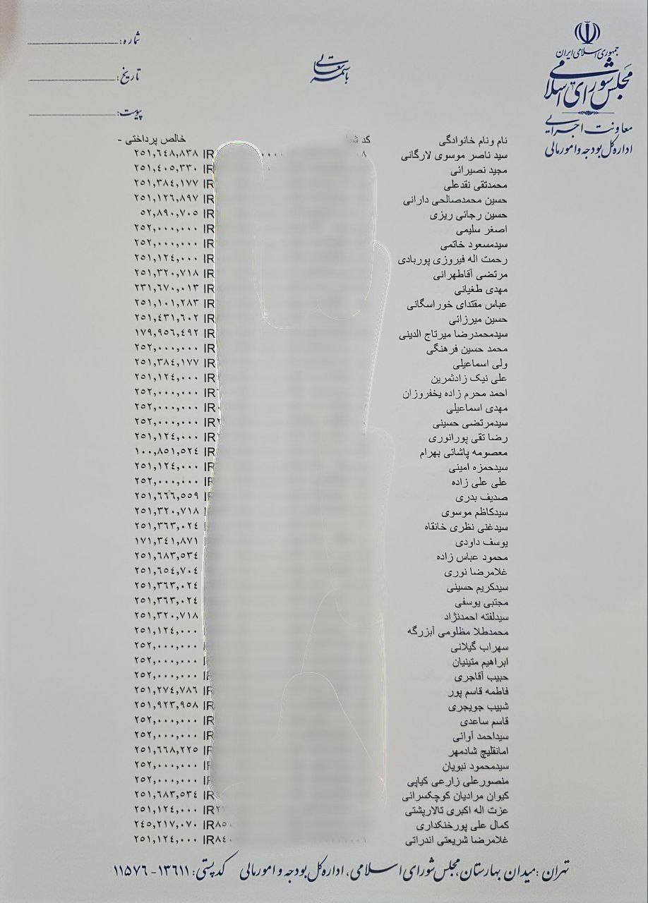 تکذیب اعداد غیرواقعی درباره حقوق نمایندگان + فهرست واقعی حقوق نمایندگان در خرداد ۱۴۰۲