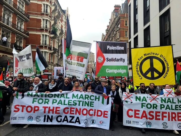 حامیان فلسطین در لندن برای نوزدهمین هفته متوالی تظاهرات کردند