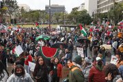 راهپیمایی معترضان حامی فلسطین در لس‌آنجلس