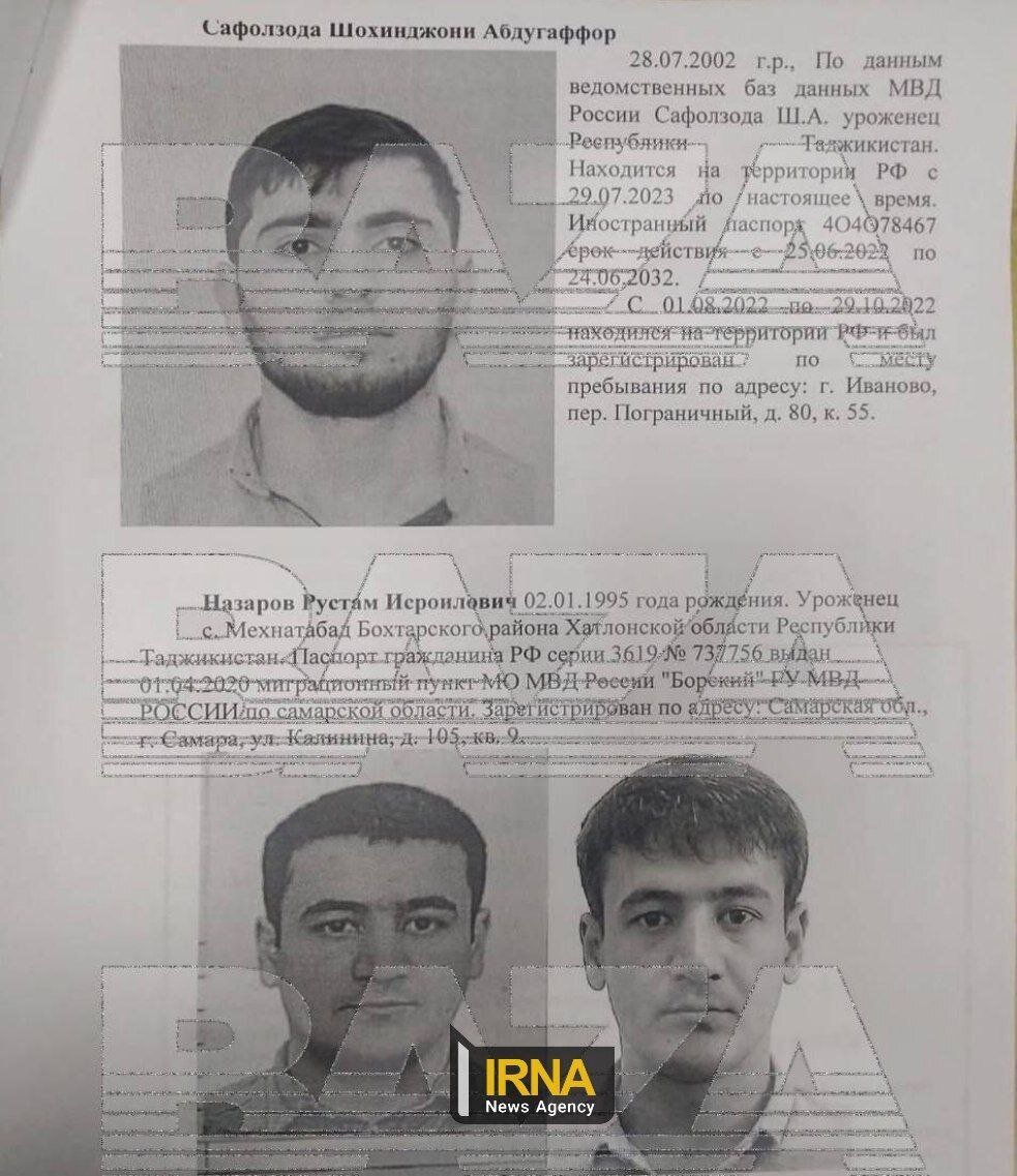 عکس مظنونان حمله تروریستی مسکو منتشر شد + عکس