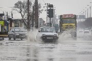 بارش شدید باران و آبگرفتگی معابر در همدان