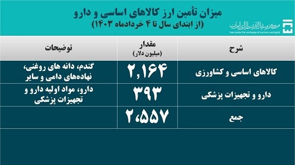 سهم ۲.۵ میلیارد دلاری تامین ارز کالاهای اساسی