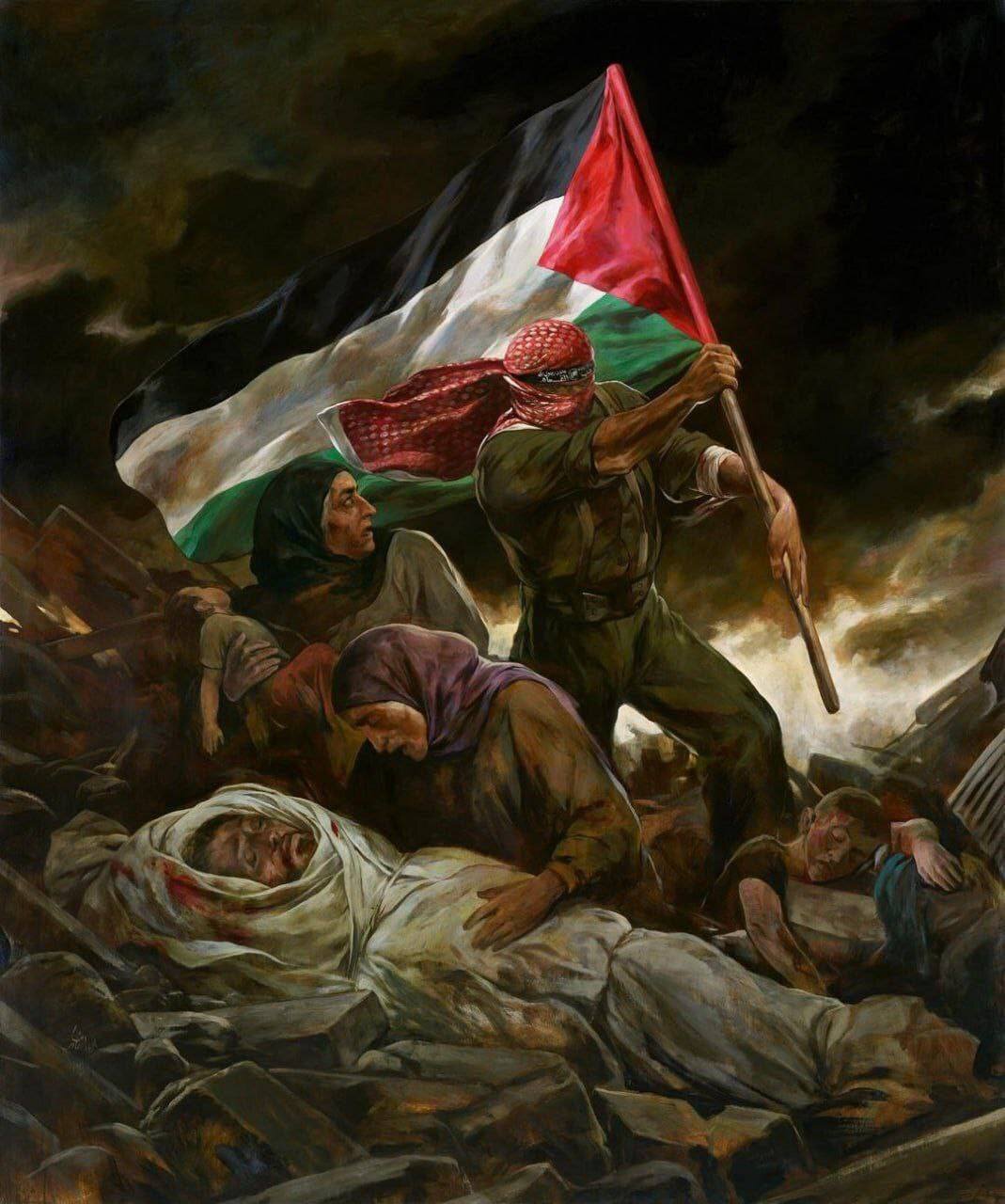 نقاشی جدید حسن روحالامین در حمایت از مردم مظلوم فلسطین