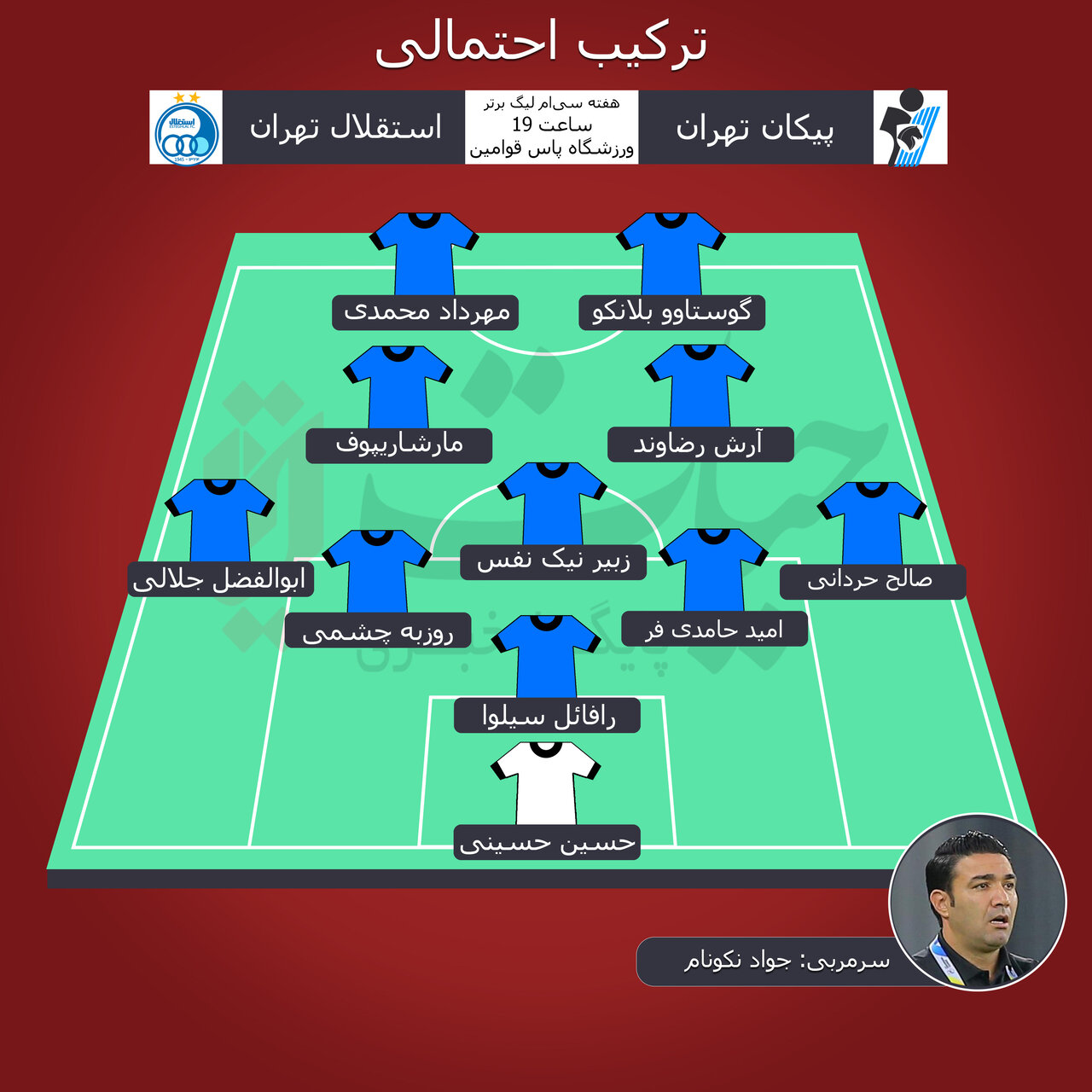 گزینه غیر منتظره در ترکیب استقلال در آخرین بازی فصل