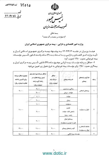 حداقل سرمایه شرکتهای بیمه تصویب شد + جزئیات