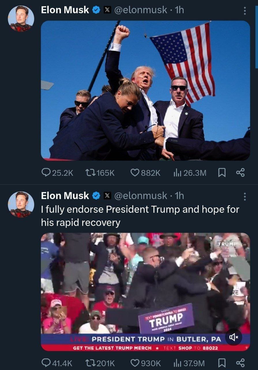 واکنش ایلان ماسک به ترور ناموفق ترامپ