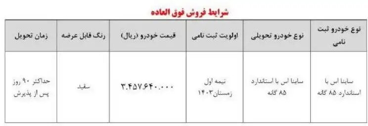 فروش فوق العاده خودروی سایپا آغاز شد