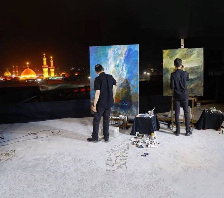 اجرای نقاشی حسن روح الامین در بامِ کربلای معلی اجرای نقاشی حسن روح الامین در بامِ کربلای معلی