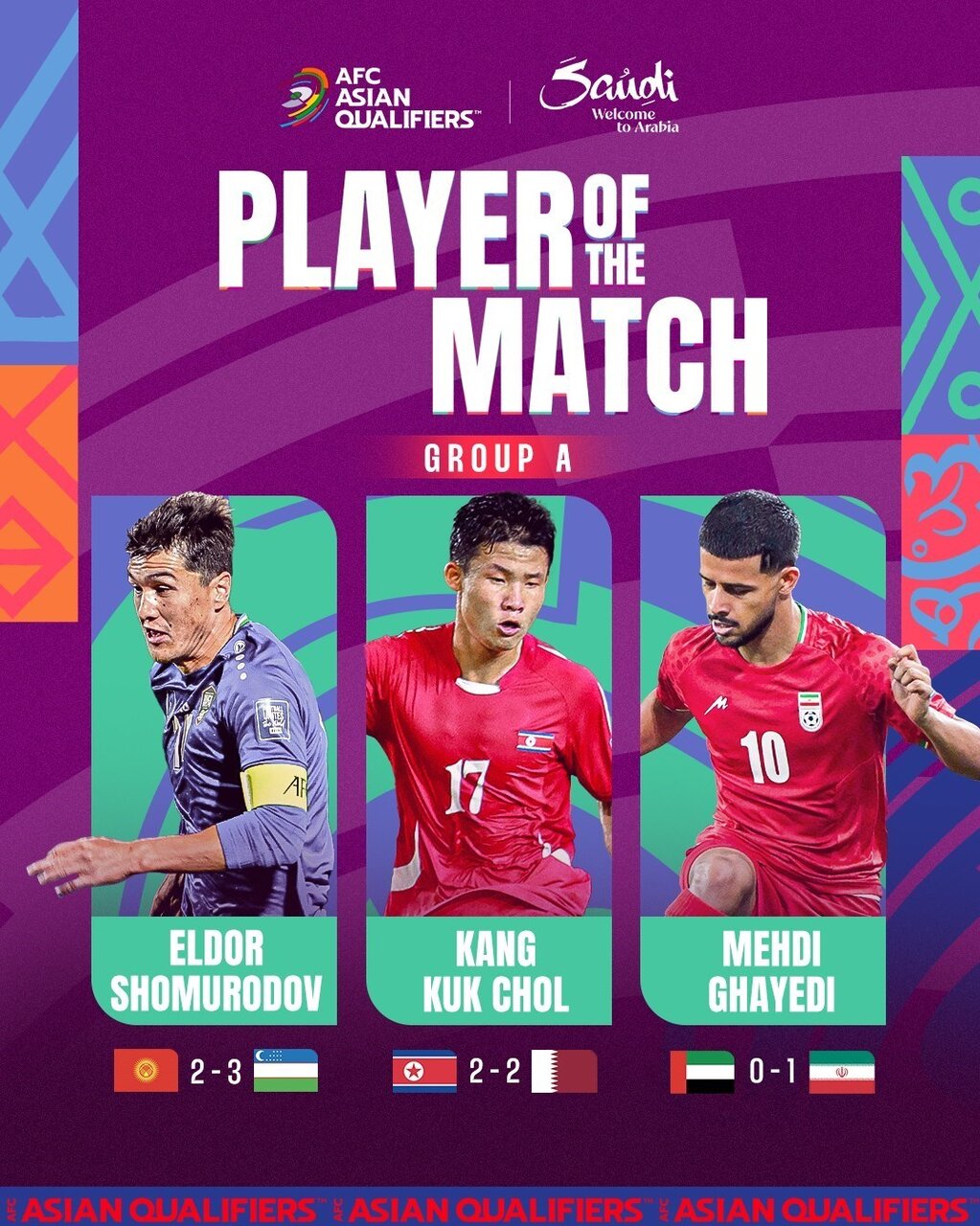 قایدی در بین بهترینهای این هفته دور انتخابی جام جهانی ۲۰۲۶