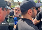سردار قاآنی در مراسم تشییع پیکر شهدای اقتدار حاضر شد