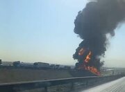 انفجار در تصادف زنجیره‌ای در جاده کمربندی یزد