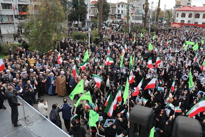 اجتماع مدافعان ایران در رشت در محکومیت اقدامات تروریستی اخیر