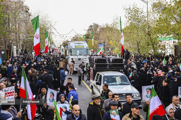 مراسم تشییع پیکر شهدای جنایات اخیر صهیونیستی آمریکایی برگزار شد