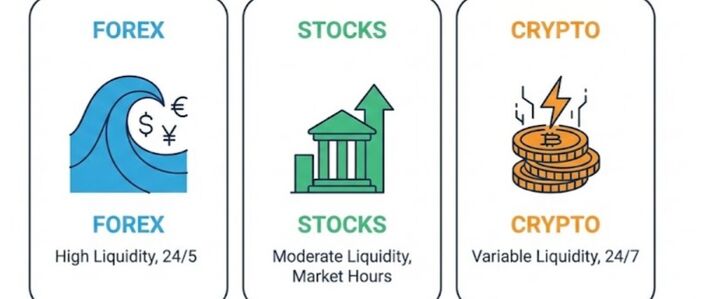 مقایسه نقدینگی بازارهای مالی: فارکس، بورس و کریپتو