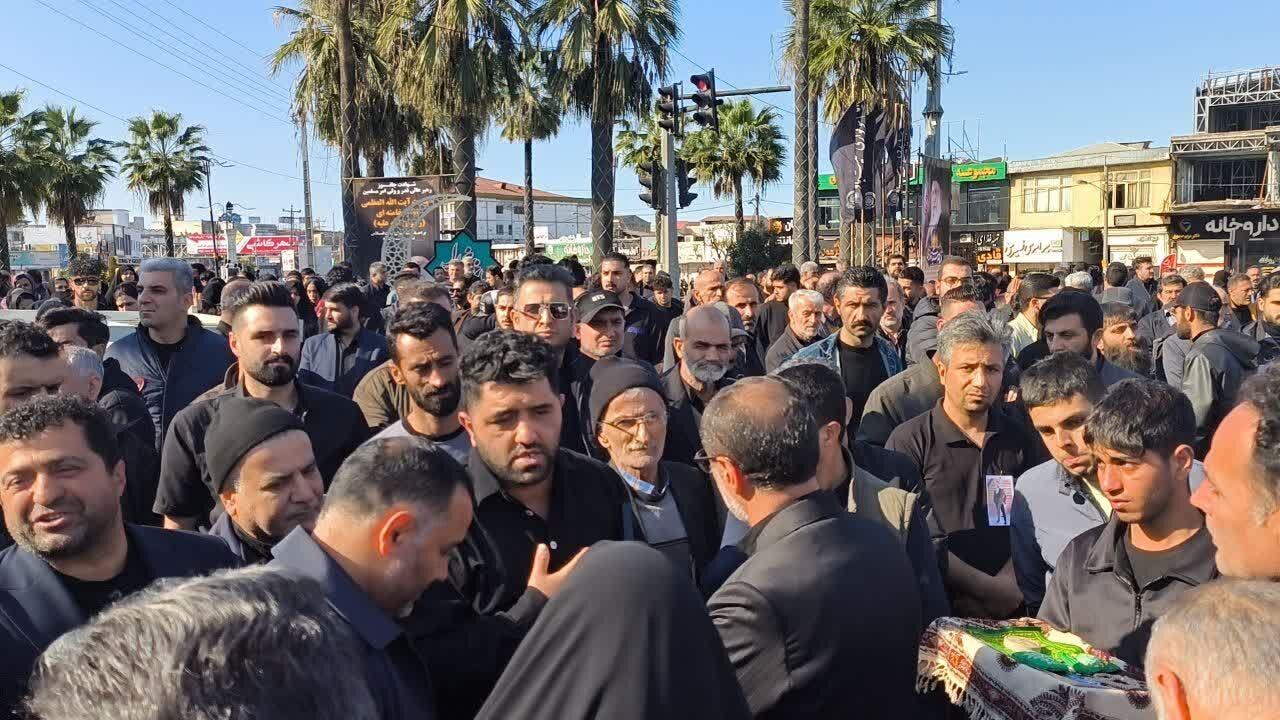 حضور مدیرکل بنیاد شهید و امور ایثارگران مازندران در مراسم تشییع دو پیکر مطهر شهید حملات صهیونی آمریکایی در آمل