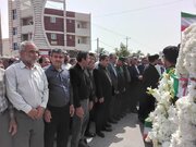 حضور مدیرکل بنیاد شهید بوشهر در مراسم تشییع کاپیتان شهید محمدعلی گیوی در گناوه