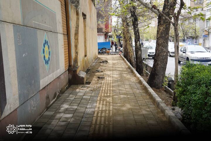 مرمت پیاده‌راه تقاطع جانبازان و کرمان جنوبی