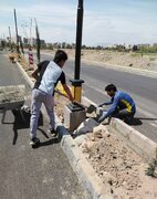 استقرار پایه چراغ های دکوراتیو در خیابان جدیدالاحداث عابدینی