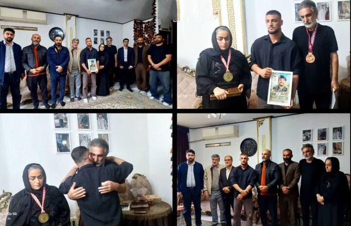 ملی پوش آزادکار نشان خود را به خانواده شهید جنگ رمضان اهدا کرد