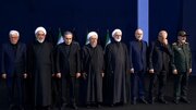 حضور سران سه قوه و جمعی از مسئولان نظام در مصلای تهران برای ادای احترام به پیکر رهبر شهید انقلاب اسلامی