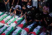 تشییع پیکر ۱۰۰ شهید غزه