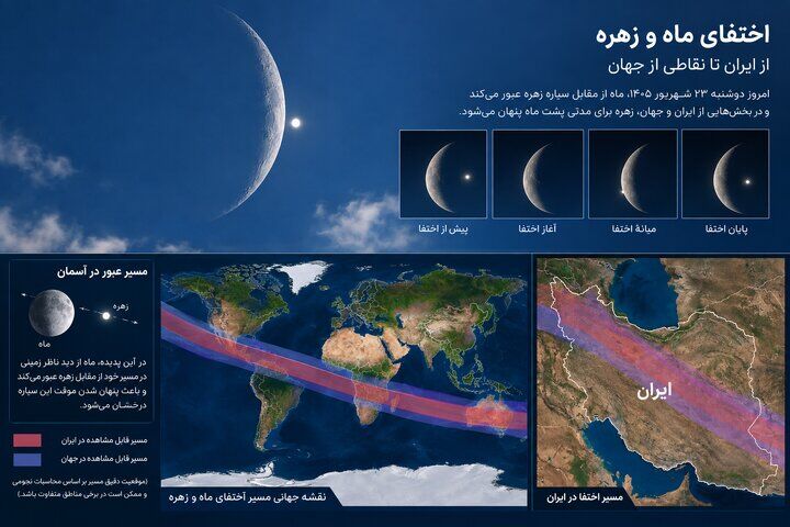 کدام شهرها امروز شاهد پنهان‌شدن سیاره زهره هستند؟
