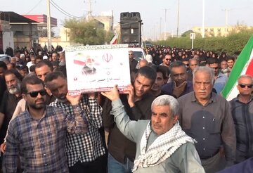 تشییع پیکر جانباز شهید حسین حقیری زاده در رودان هرمزگان