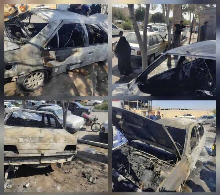 آتش‌سوزی ۳ خودرو در یک جایگاه سوخت کرمان
