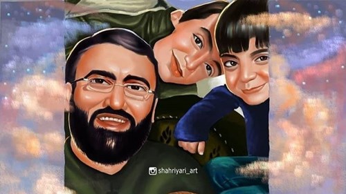 نقاشی شهید مدافع حرم که عیدانه غدیر فرزندانش شد
